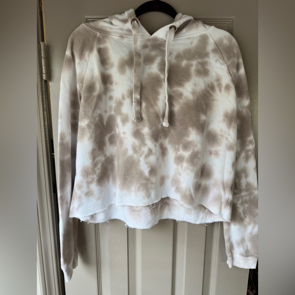 Brown and white cropped hoodie